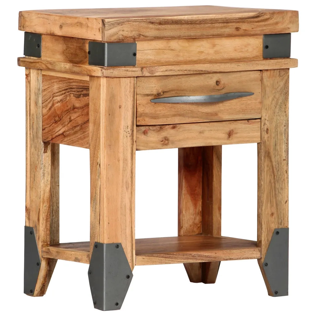 Comodino 40x30x51 cm in Legno Massello di Acacia 282749