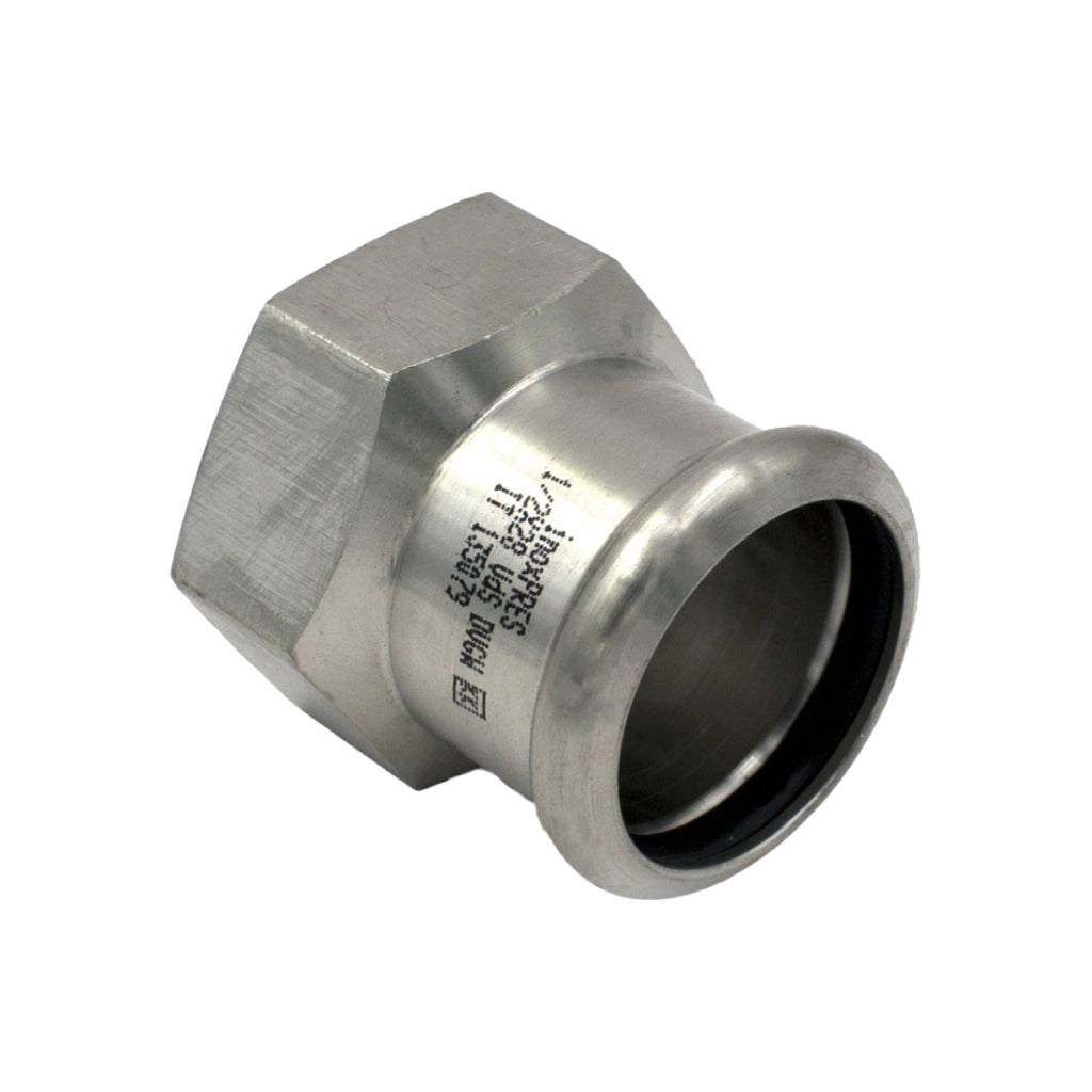 RACCORDO DRITTO A PRESSARE FEMMINA FEMMINA IN ACCIAIO INOX SERIE INOXPRES UNIKO - 1Xø22  - RMR