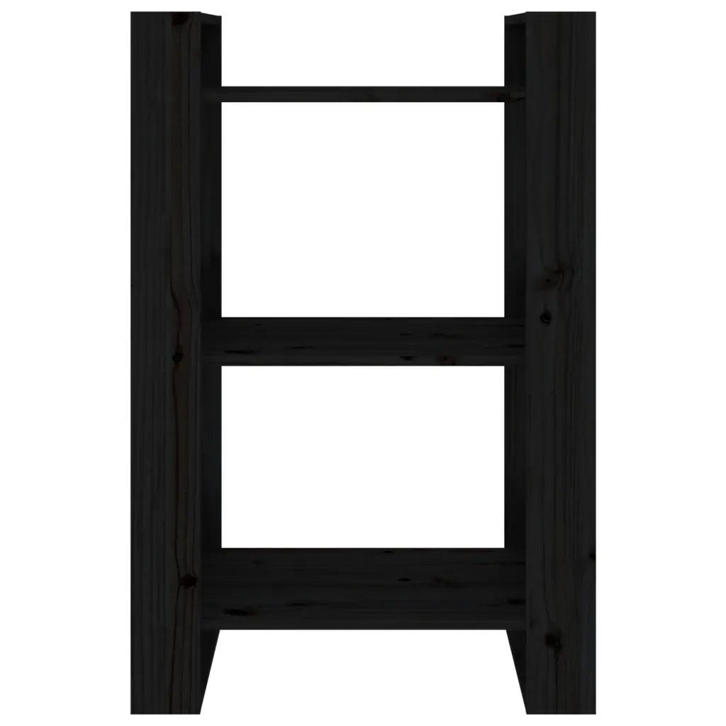 Libreria/Divisorio Nero 60x35x91 cm in Legno Massello di Pino