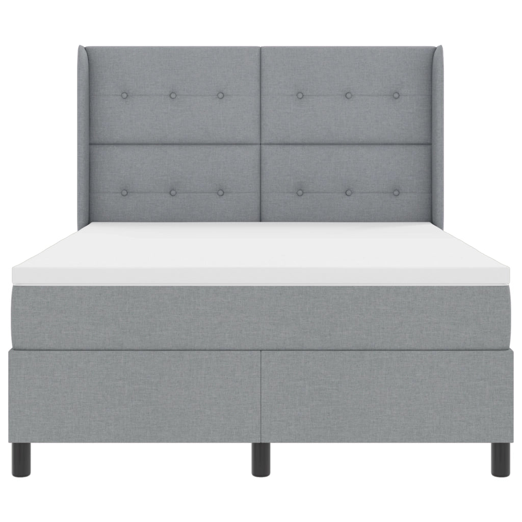 Letto Box Spring con Materasso e Luce LED Grigio Chiaro 160x200 cm Tessuto