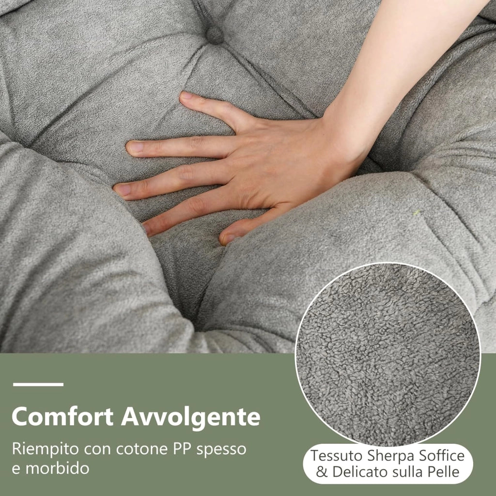 Poltrona Relax, Poltrona da Lettura con Cuscino per Testa, Sedia da Salotto con Poggiapiedi Pieghevole, Tasca Laterale, per Soggiorno, Camera da Letto, Portata 136 kg