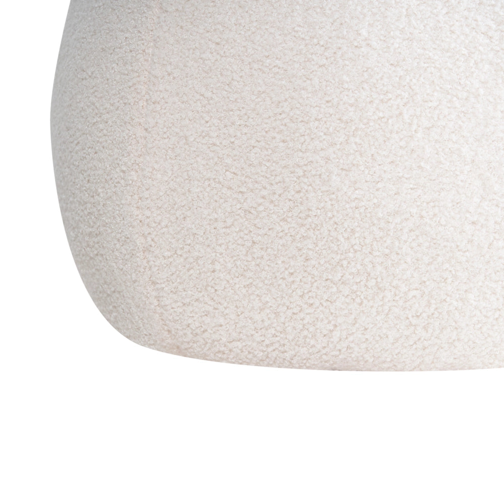 Poggiapiedi Bianco sporco Boucle Round Pouf imbottito Glam Ottomane Mobili Soggiorno