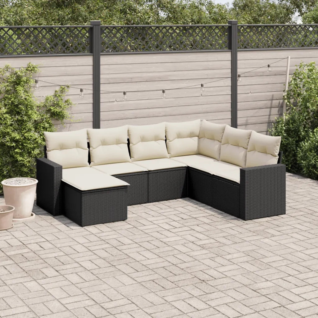 Set Divani da Giardino con Cuscini 7pz Nero Polyrattan 3219286