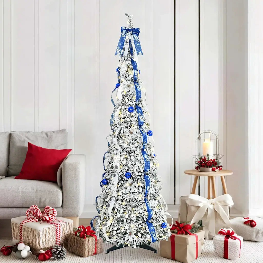 Albero di Natale | Decorazioni natalizie artificiale con 150 LED Bianco 180 cm PVC