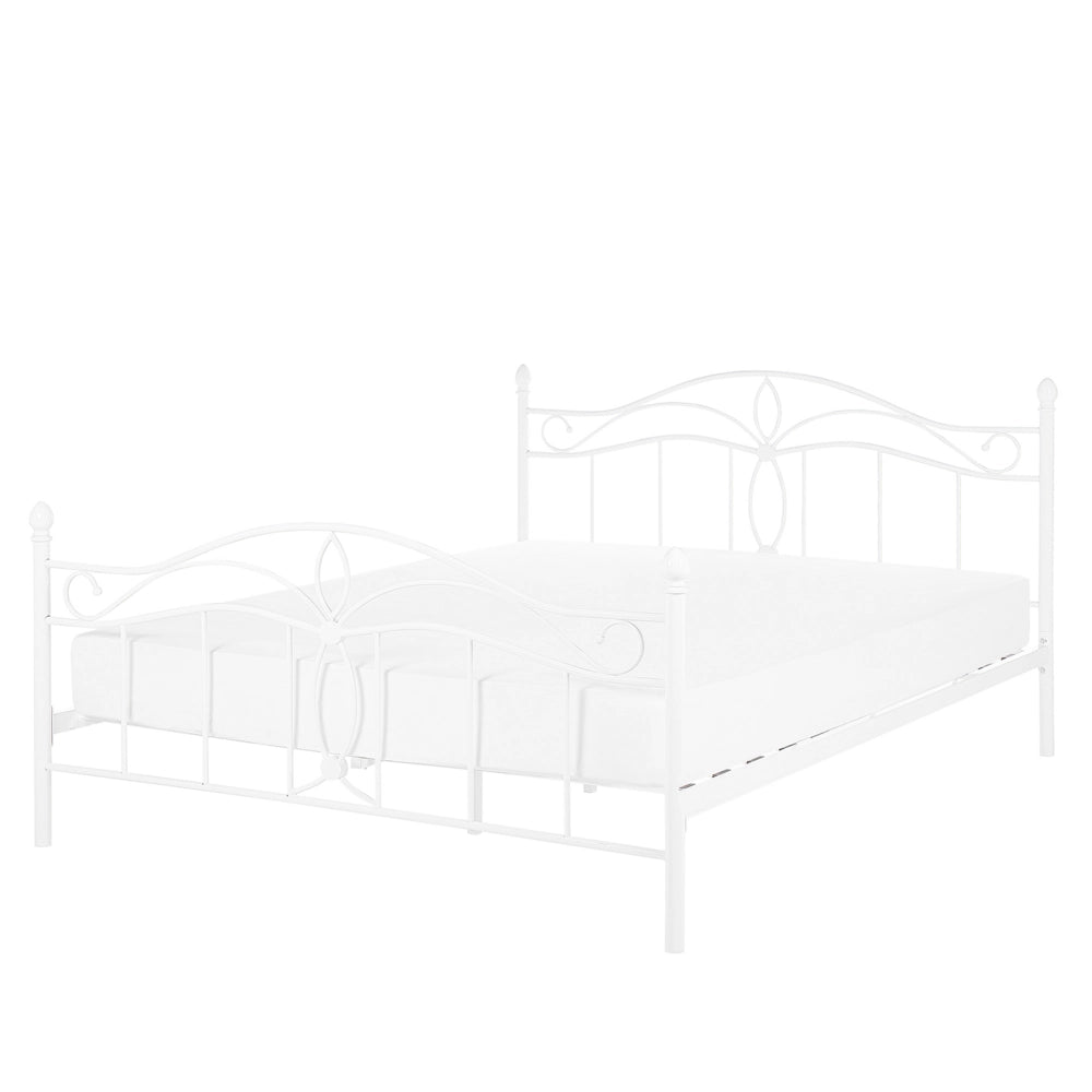 Letto Bianco Doppia Dimensione 140 x 200 cm Metallo stile Vintage