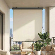 Tenda da sole verticale 180x250 cm, tenda verticale con manovella per interni ed esterni, con scatola per tende, protezione solare, protezione dal vento e privacy, per balcone, terrazza e
