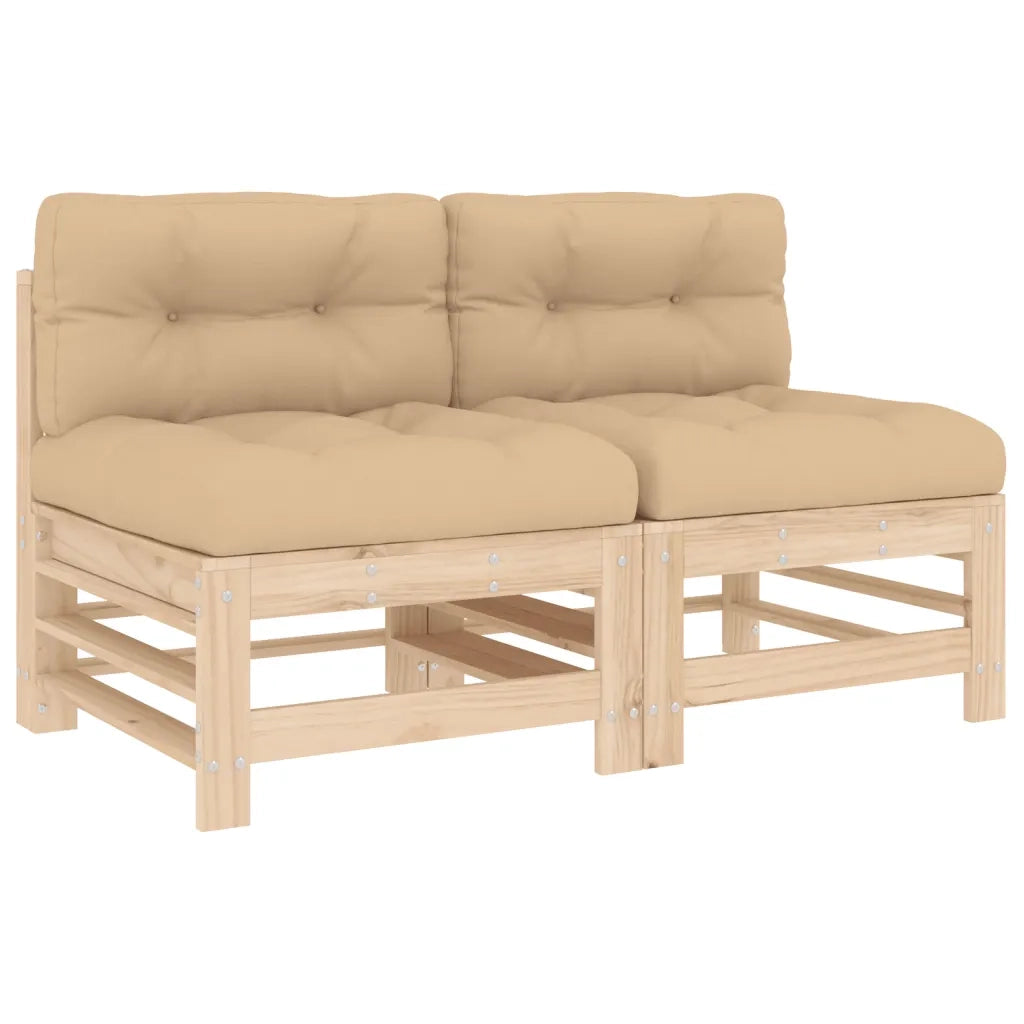 Divano componibile-Divani Centrali con Cuscini 2 pz in Legno Massello di Pino 418814