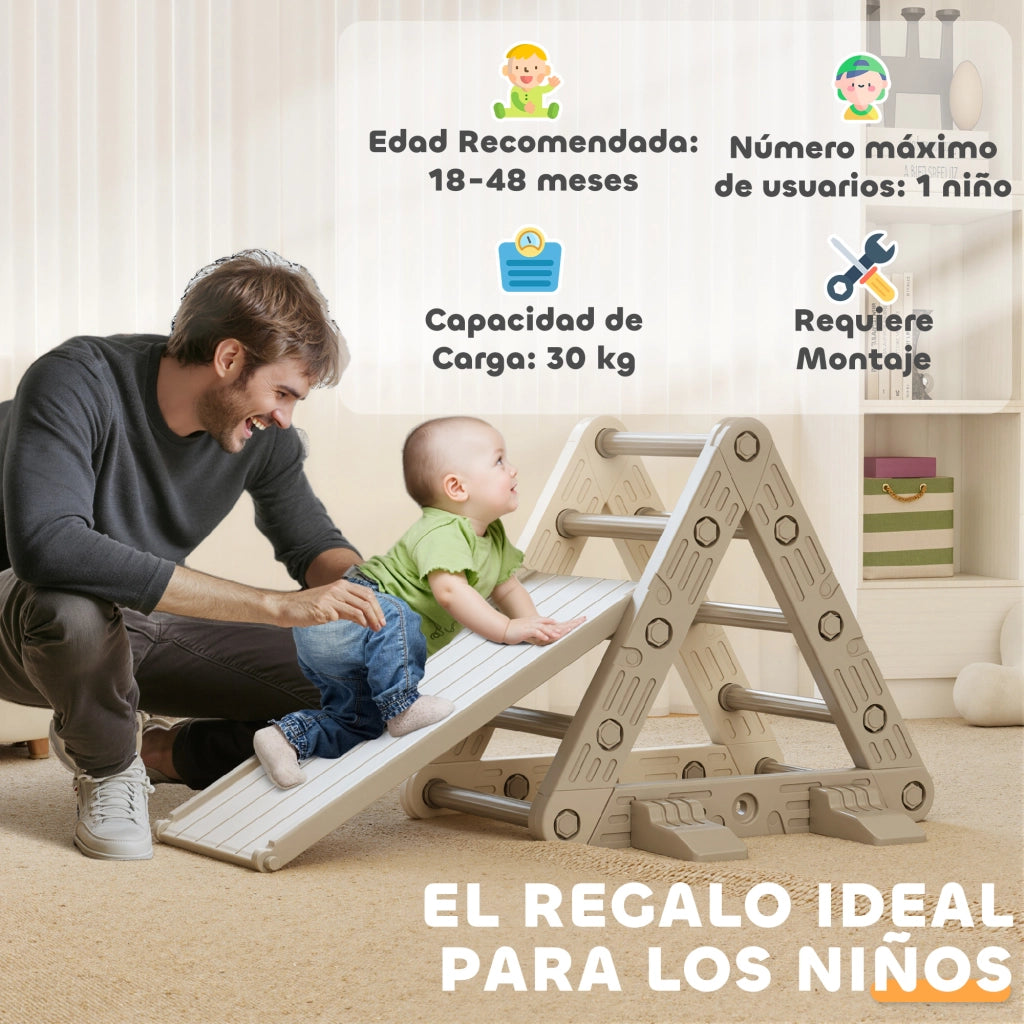 Scaletta a Triangolo con Scivolo per Bambini 18-48 Mesi ¨C zephmum ¨C 130x80x69 Grigio e Bianco