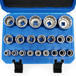 Set di bussole da 1/2″ (12,7mm) 21 pezzi 8-36mm Bussole multi-dente per chiave dinamometrica
