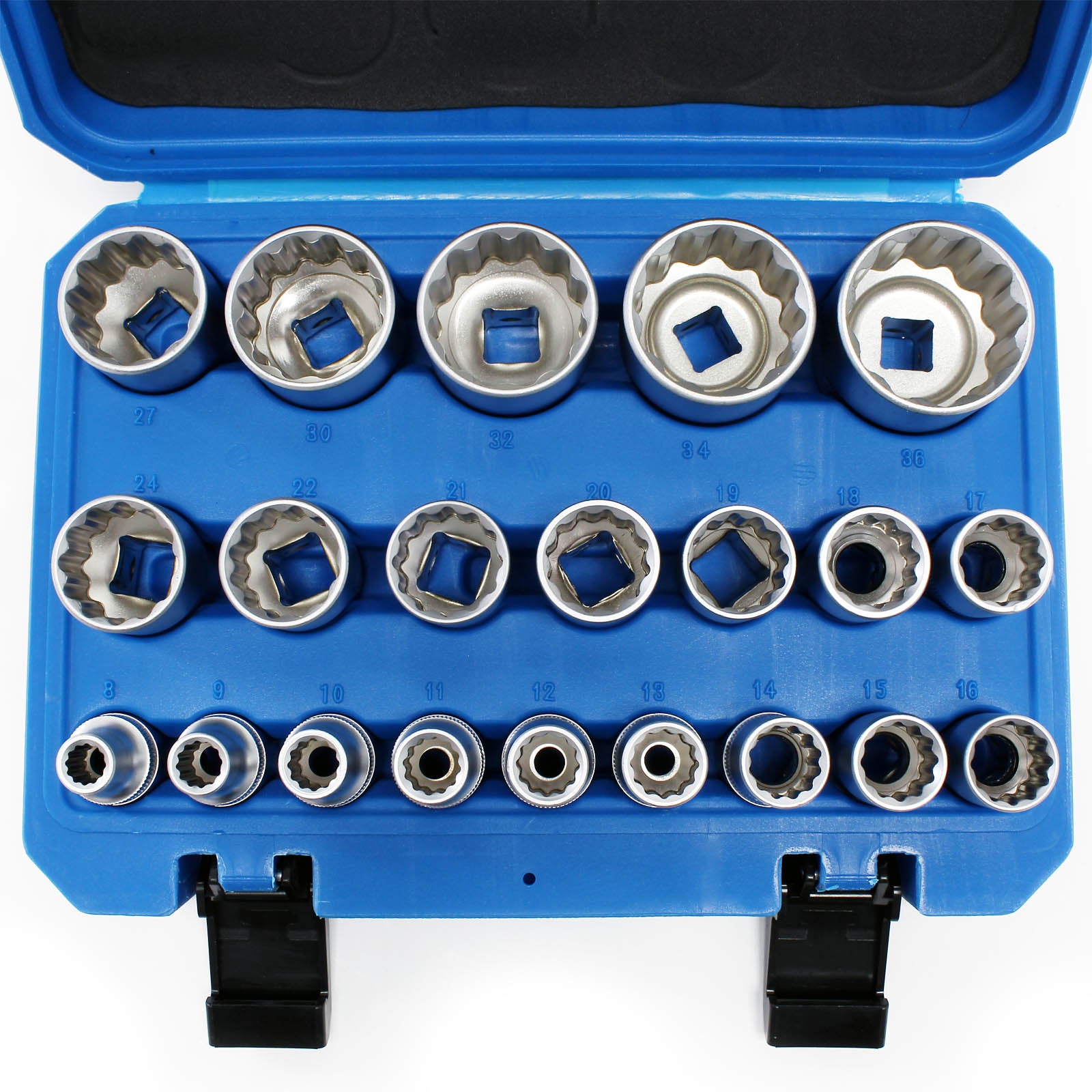 Set di bussole da 1/2″ (12,7mm) 21 pezzi 8-36mm Bussole multi-dente per chiave dinamometrica