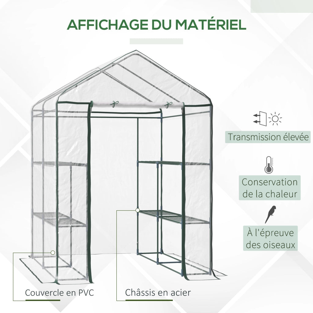 Serra da giardino con scaffali 3 livelli ¨C zephmum ¨C verde 143x143x195cm