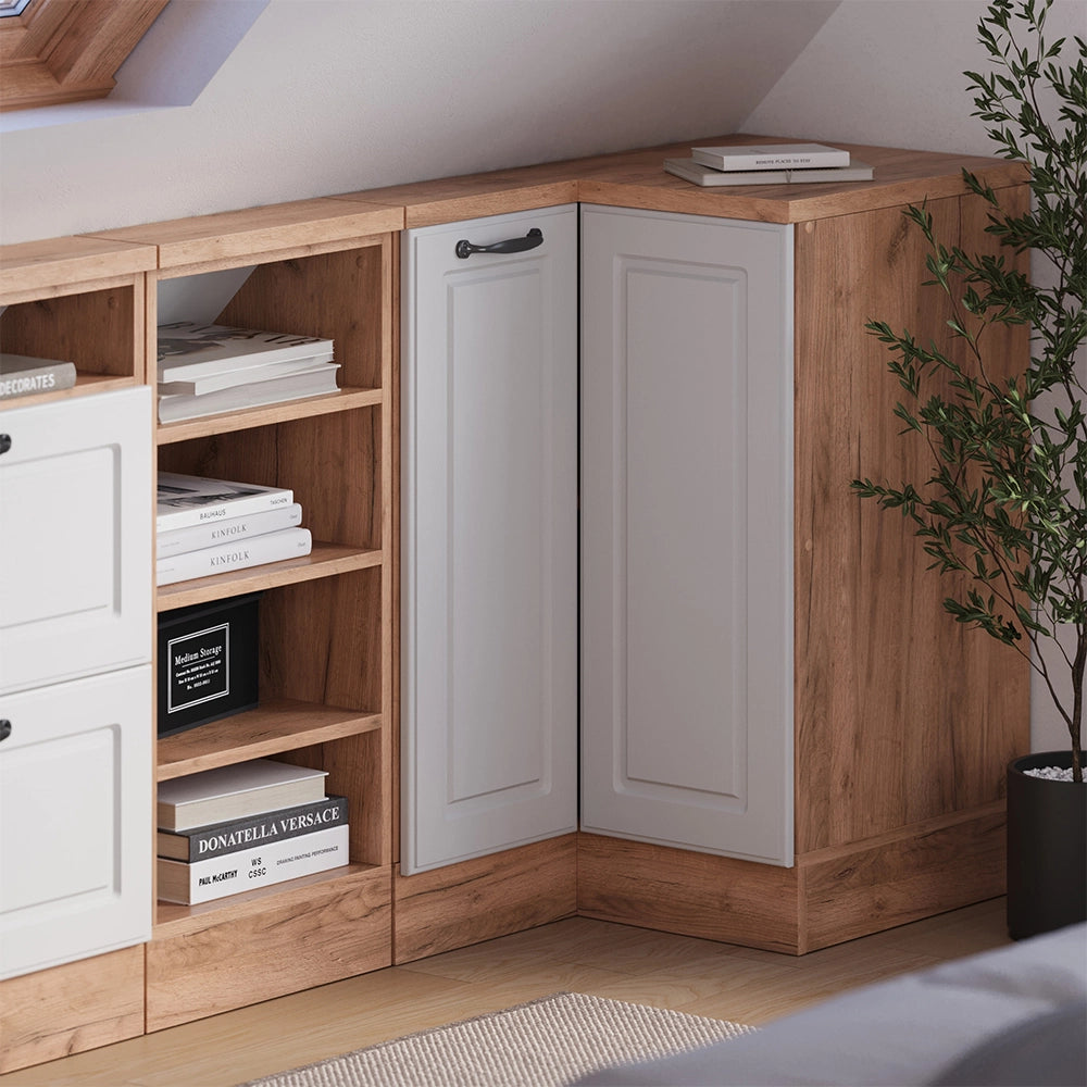 Mobile sottotetto Mobile angolare Rion Bianco rustico/Rovere dorato 75.6 x 83.8 cm con 1 porta Vicco