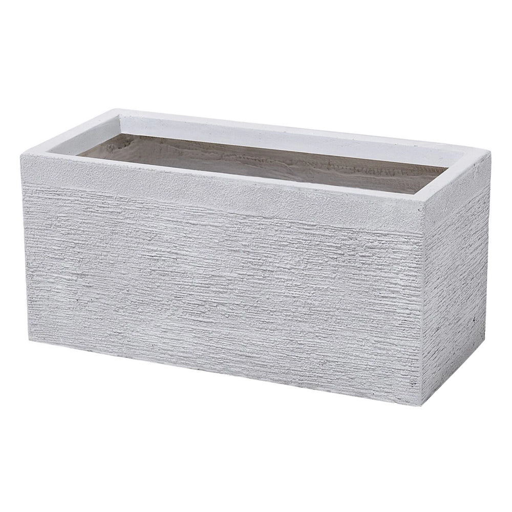 Vaso per piante in fibra di argilla bianca 50 x 23 x 24 cm Fioriera rettangolare per interni ed esterni