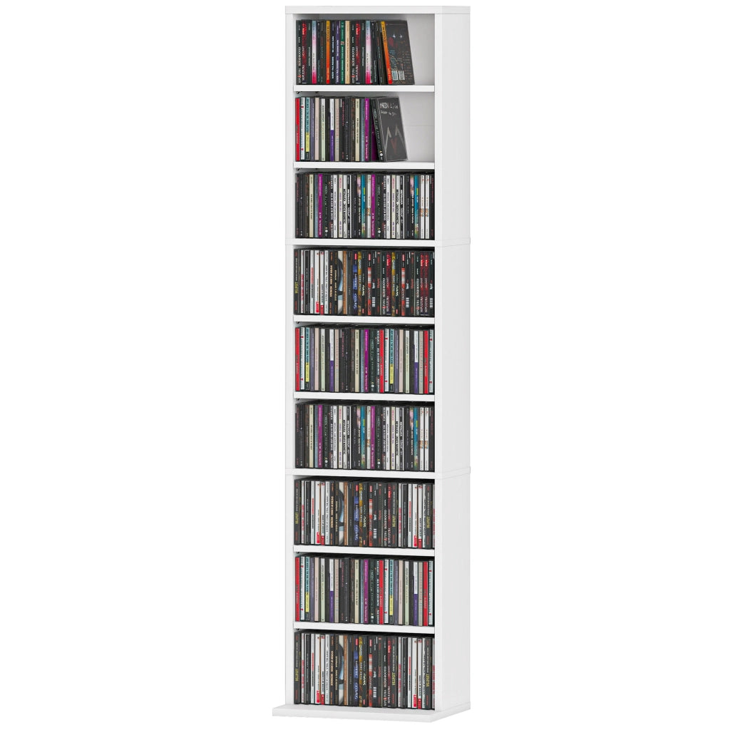 Libreria per CD con 6 Ripiani Regolabili ¨C zephmum ¨C Bianco 33x24x140 cm