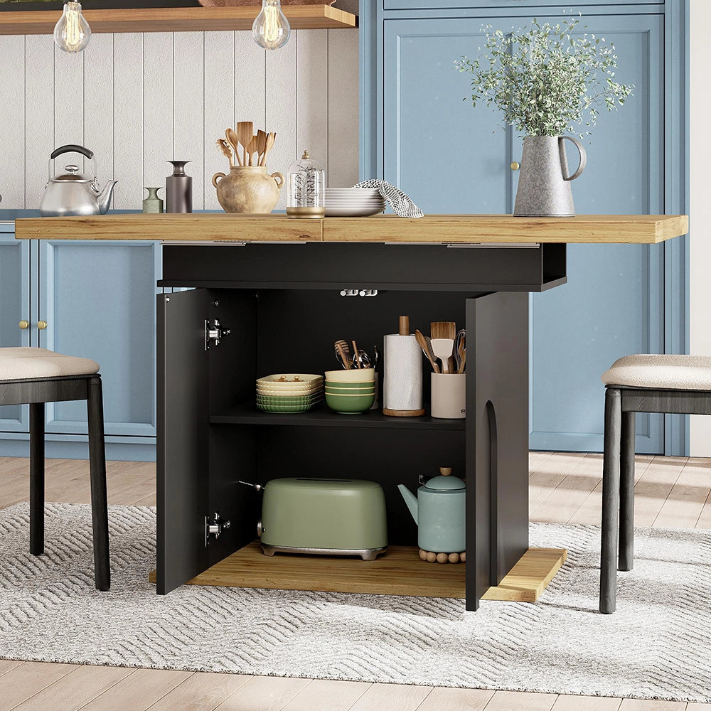 Tavolo da pranzo estensibile - Xylo - 110-140¡Á80 cm - Per 4-6 persone con ripostiglio