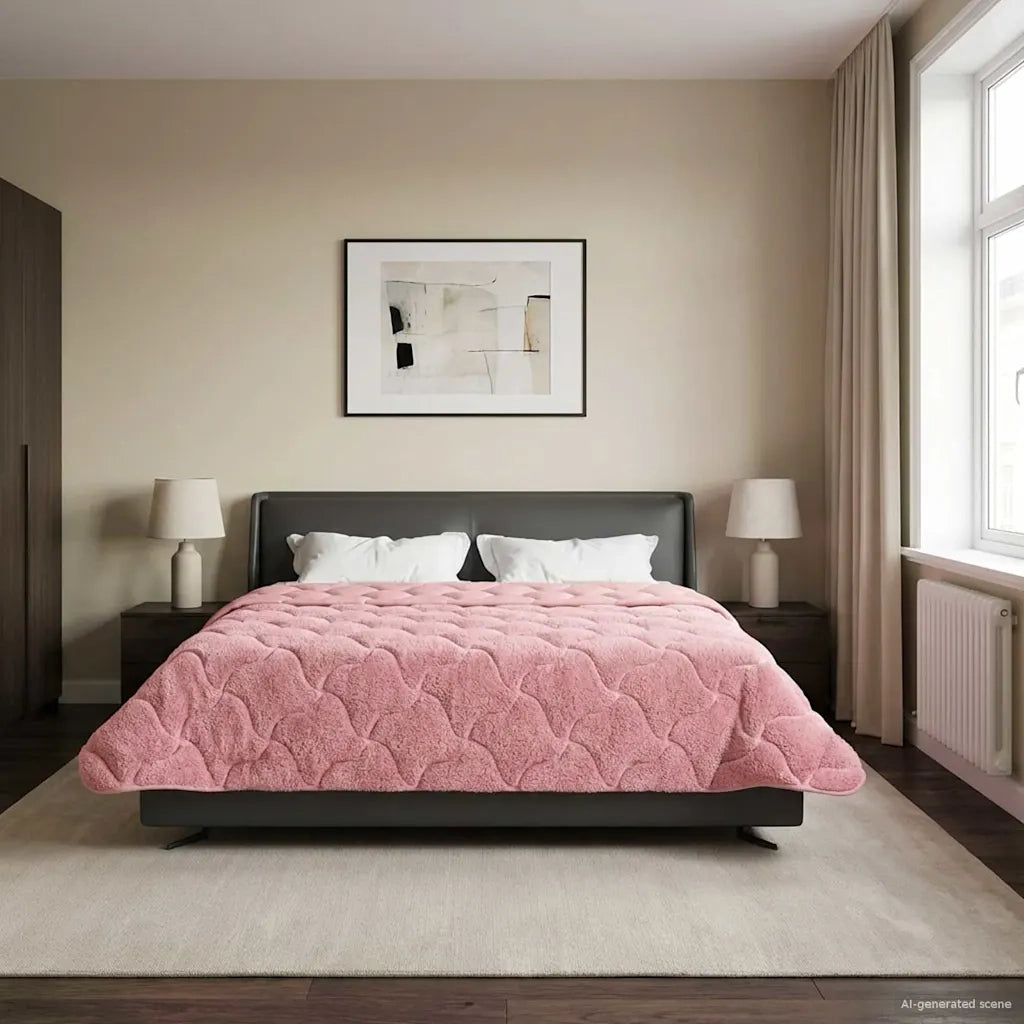 Piumone | Duvet Estivo Rosa 220 x 240 cm Microfibra e Fleece Teddy