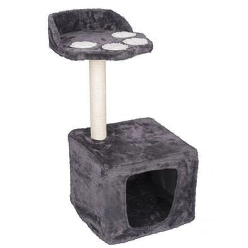 Trade Shop - Albero Palo Tiragraffi Gatti Con Cuccia E Piattaforma 68x30cm Peluche E Sisal -
