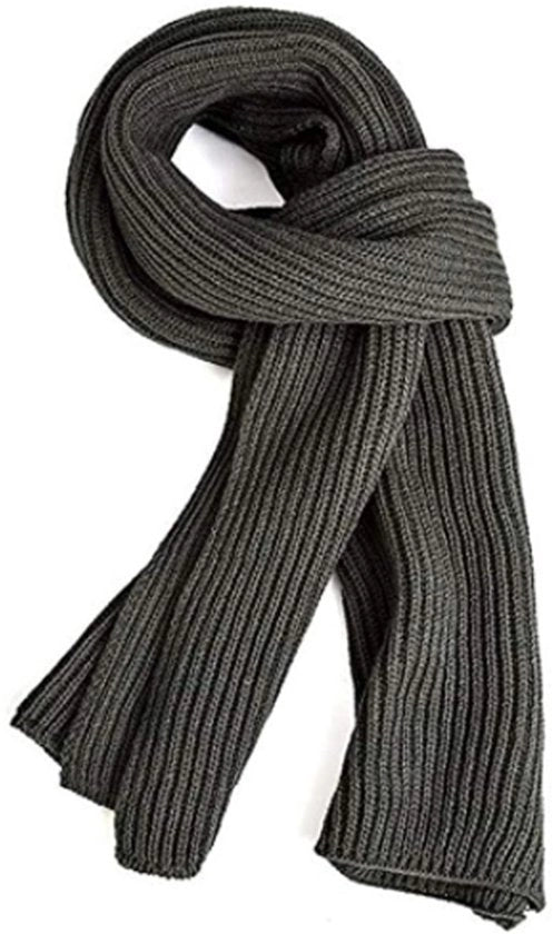 Sciarpa in lana - Sciarpa calda per inverno - Sciarpa per donna - Sciarpa lisa - 185 x 30 cm - Regalo di Natale - Sciarpa calda, ideale per autunno, inverno e Natale - grigio