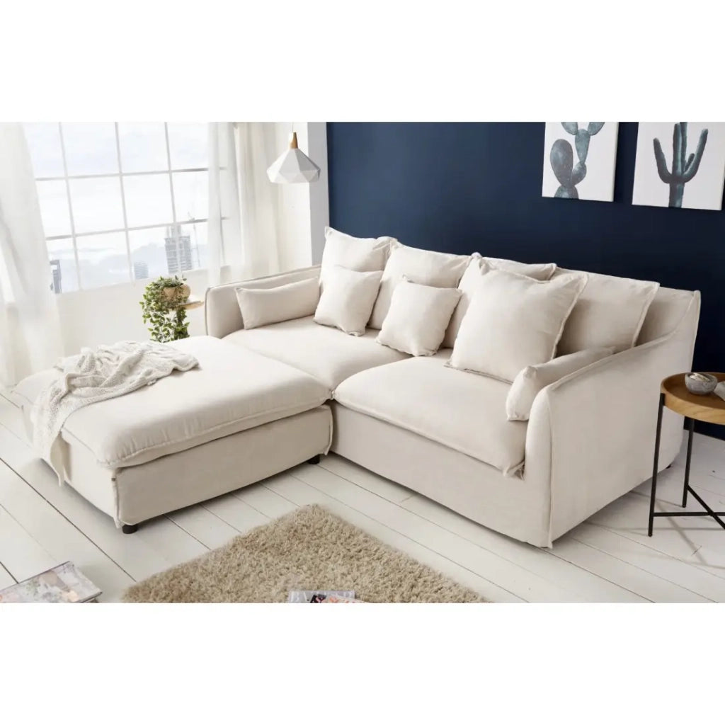 Divano ad angolo KALIA - Bianco - 5 posti - Angolo reversibile - contemporaneo