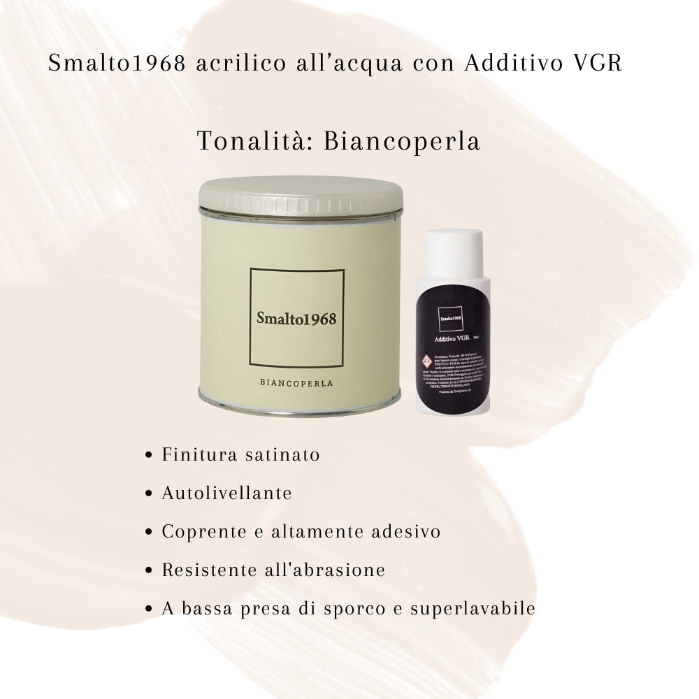 Smalto1968 base acqua vgr piastrelle ceramiche supporti difficili l 0.5 *** colore- biancoperla, confezione 1