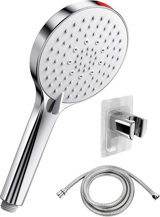 Douchekop con getto a goccia 1,6 m con tubo - douchekop a goccia con set di aumentazione della pressione con Power Wash, 8,5 l/min