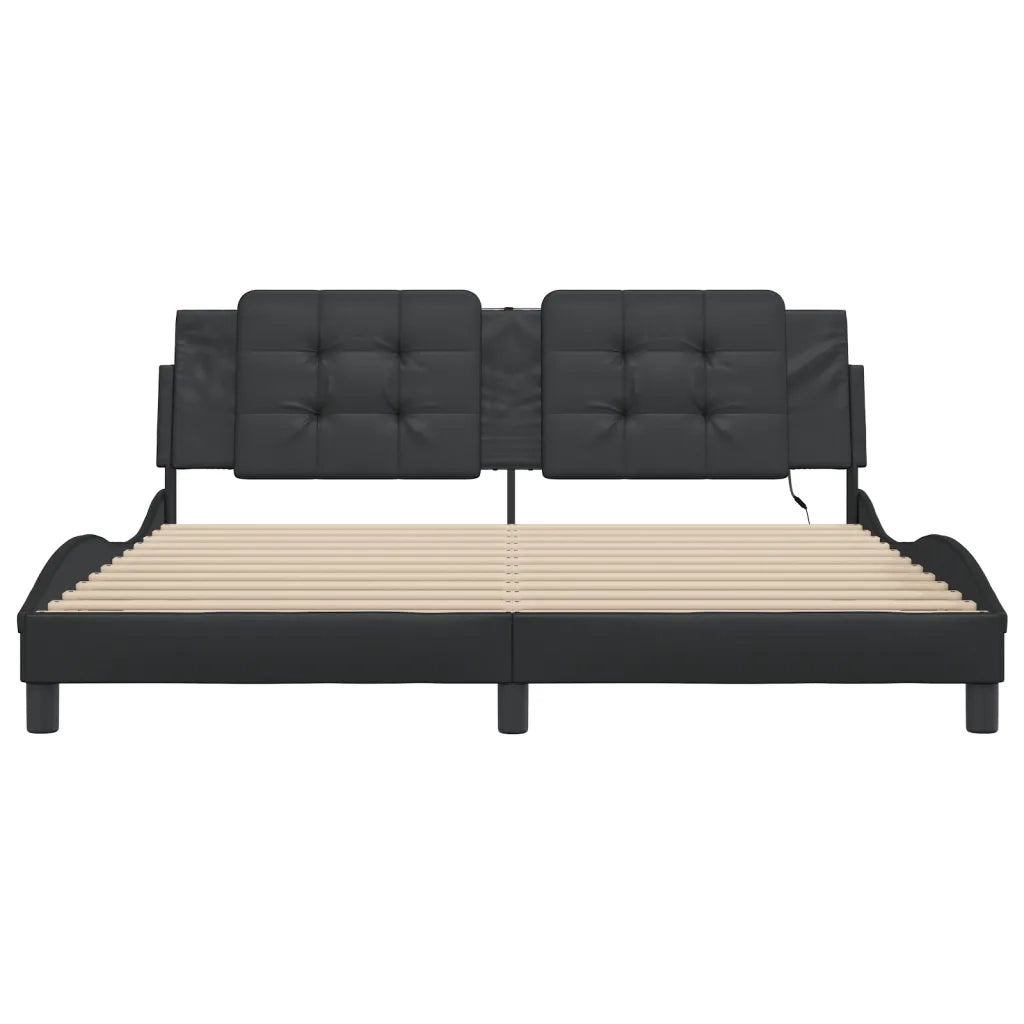 Giroletto con LED senza Materasso-Struttura Letto Zadar Nero 180x200 cm