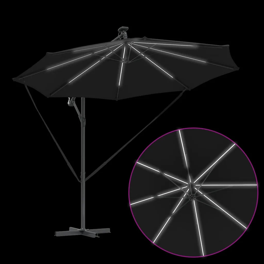 vidaXL Ombrello a bilanciere a forma di banana Nero 294 x 294 x 248 cm