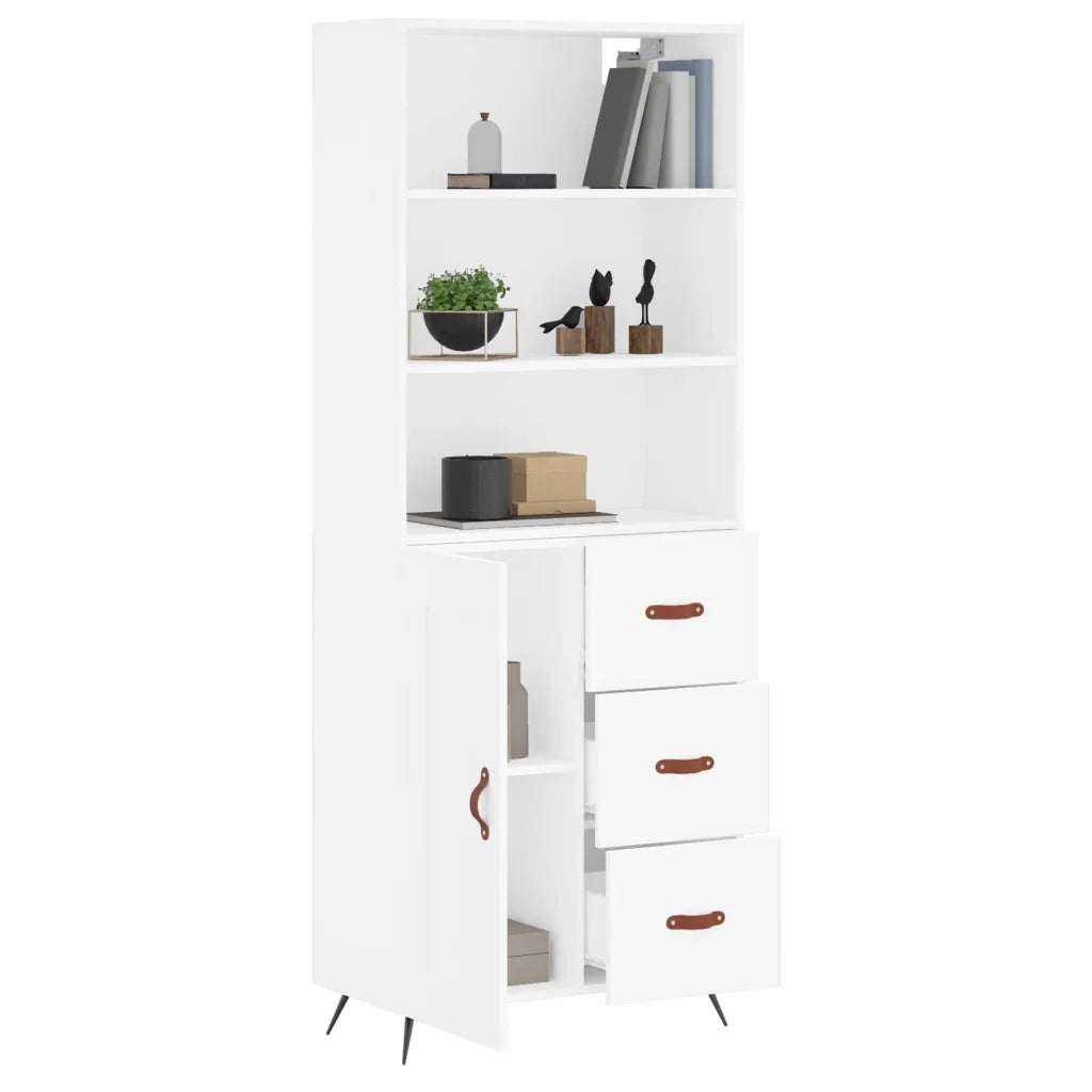 Credenza-Buffet-Armadio da cucina Bianca 69,5x34x180 cm in Legno Multistrato 995067