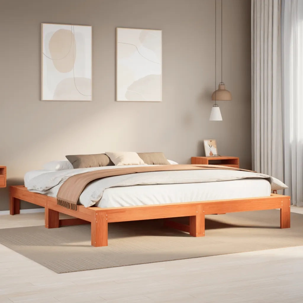 Letto senza Materasso Marrone Cera 180x200 cm in Legno di Pino 3308731