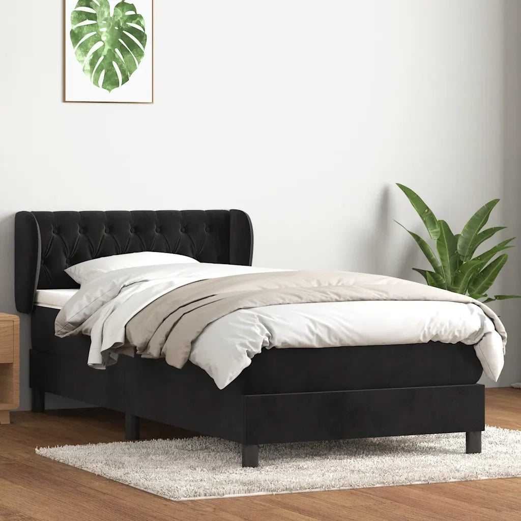 vidaXL Giroletto a Molle con Materasso Nero 80x220 cm Velluto