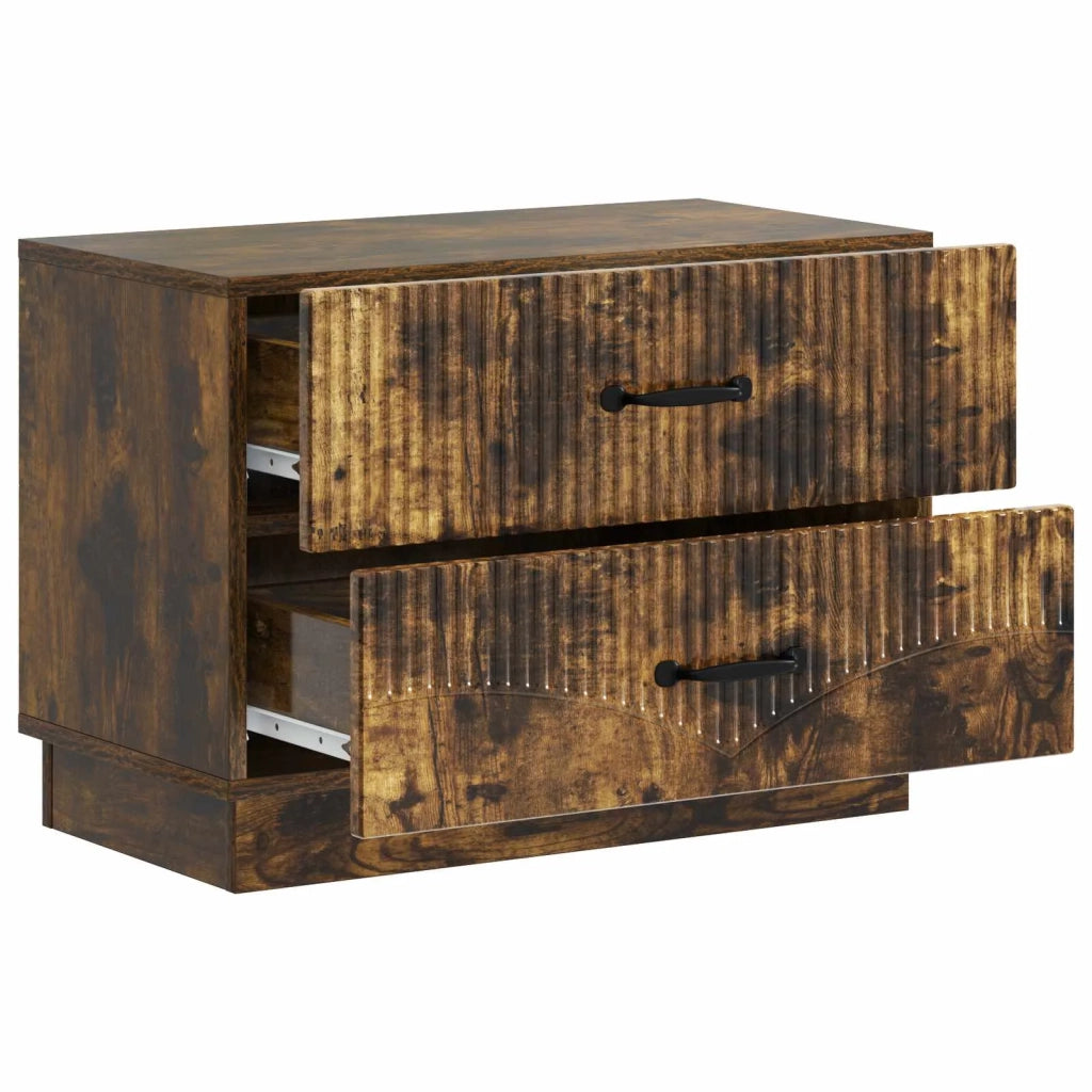 Comodino | Armadio da Notte | Mobiletto da notte con cassetto Rovere Fumo 62 x 34,5 x 44,5 cm