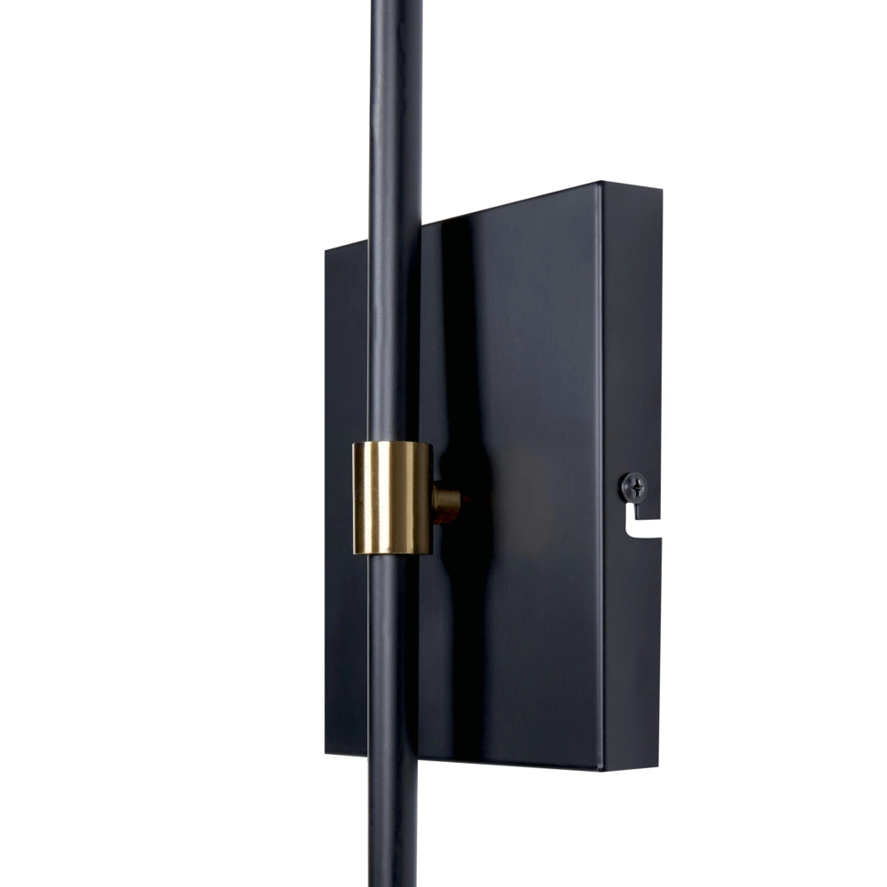 Lampada da parete con paralume metallico regolabile nero camera da letto ufficio soggiorno
