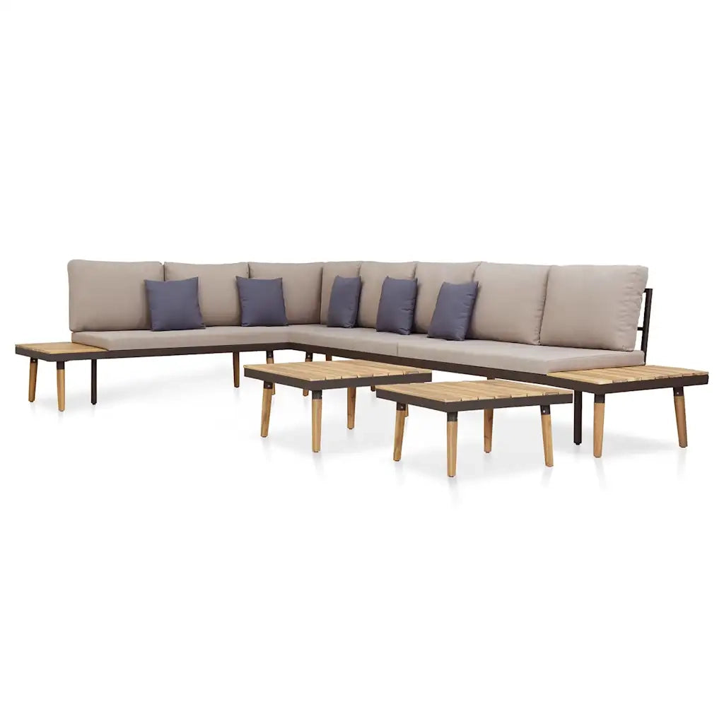 Set Divani da Giardino 7 Posti con Cuscini Legno Acacia Marrone cod mxl 35060