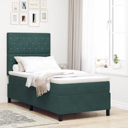 Letto a Rete con Materasso e LED Verde Scuro 100x200 cm Velluto