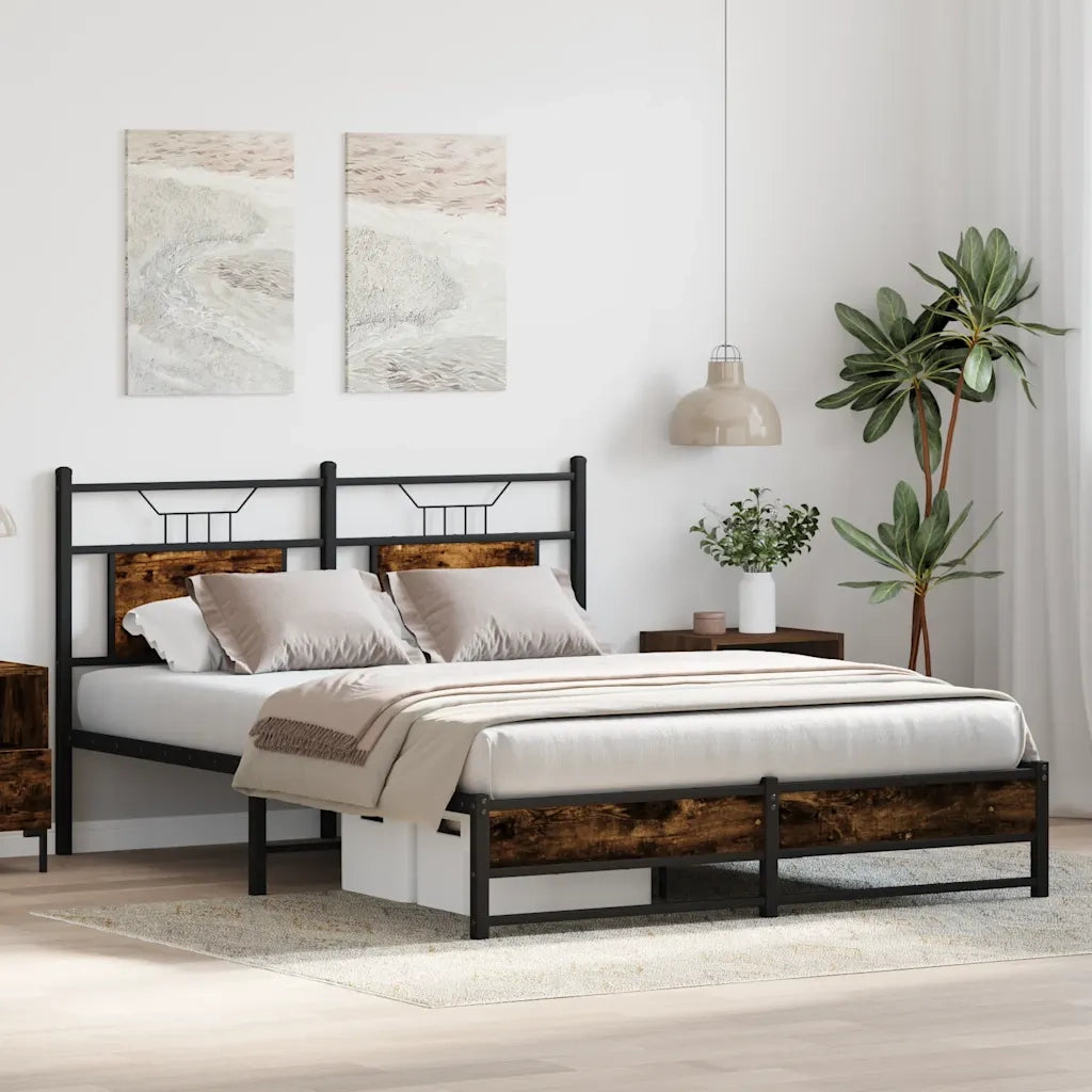vidaXL Giroletto senza Materasso Rovere Fumo 150x200 cm in Truciolato