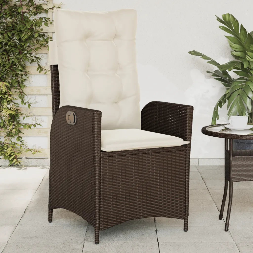 Sedie Reclinabili Giardino 2 pz | Sedie da Esterno con Cuscini Marrone Polyrattan