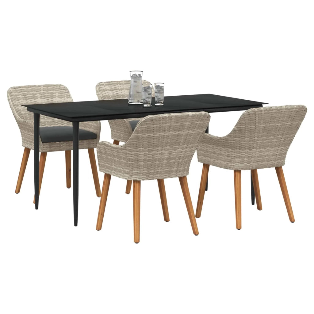 Set da Pranzo per Giardino 5 pcs Grigio chiaro polyrattan