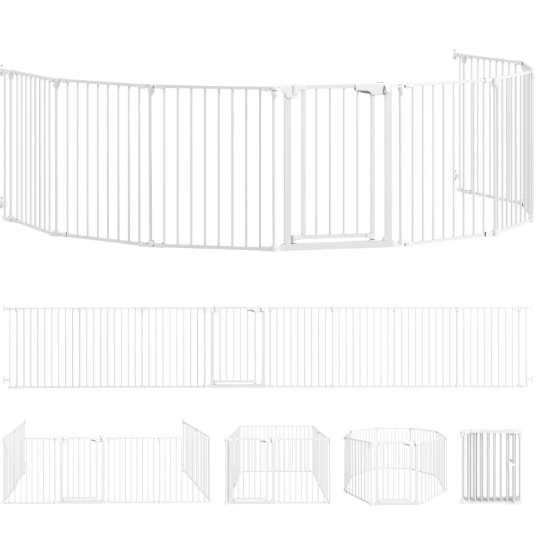 Recinto modulare per animali 8 pannelli con porta, bianco