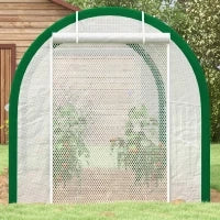 Serra Tunnel, Serra di Coltivazione, Porte a Zip, Finestre in Rete, Telaio in Metallo, 3,5 x 2 x 2 m, Bianco