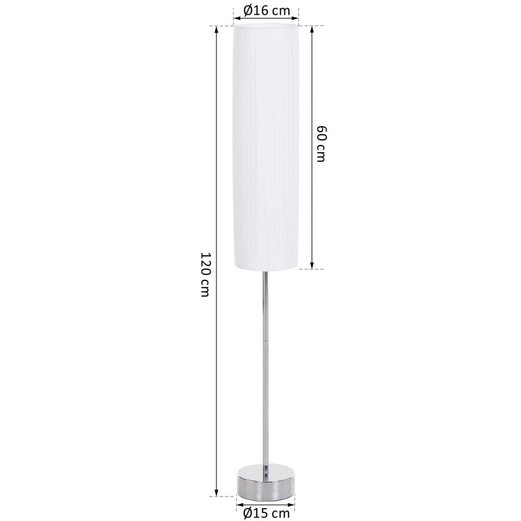 Lampada da Terra Moderna ¨C Xylo ¨C Base Acciaio Inox, 2xE27, 120cm, Bianco