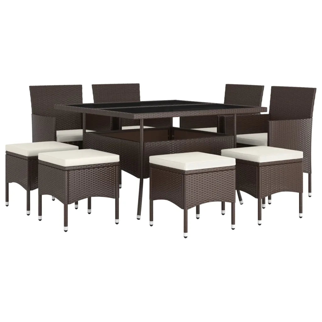 Set da Pranzo da Giardino in Polyrattan 9 pz Marronecod mxl 117380