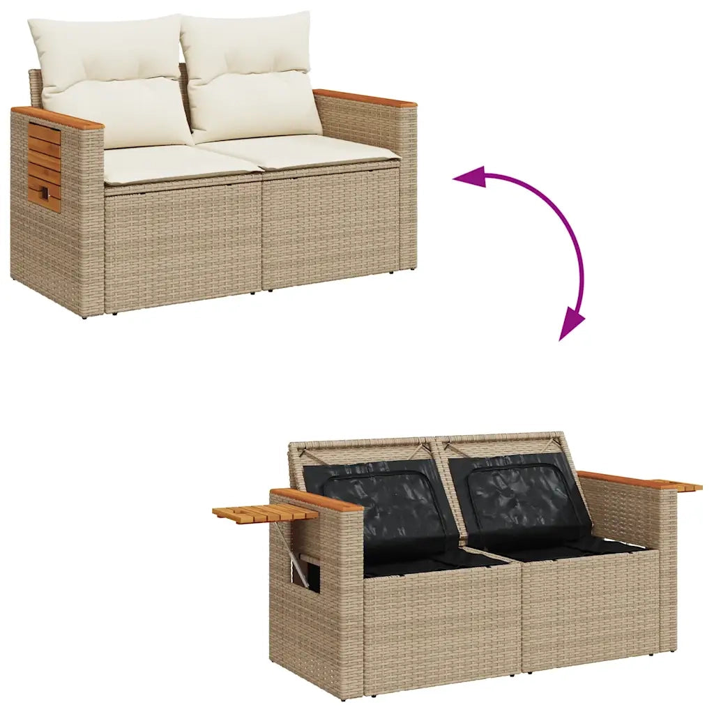 Set Divano da Giardino 6 pz con Cuscini Beige in Polyrattan 3328129