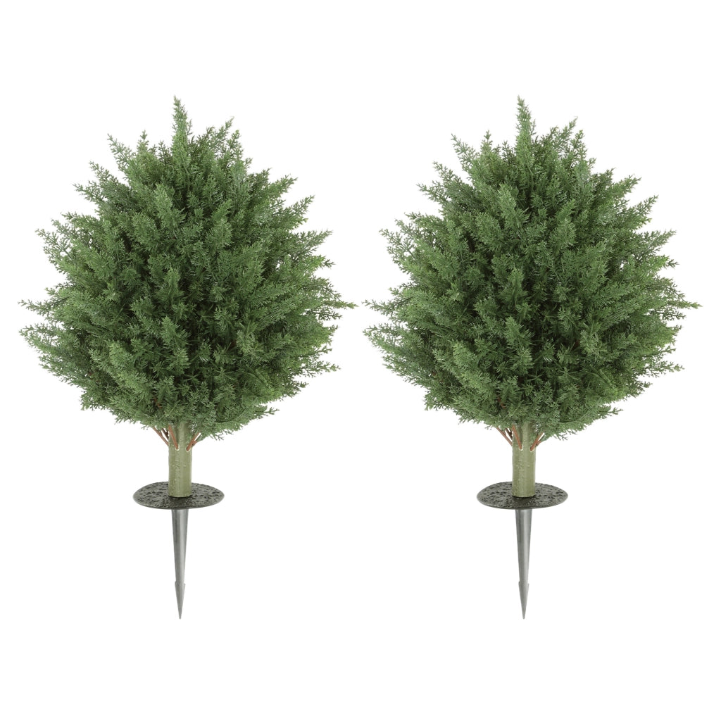 Set da 2 piante artificiali cipresso con picchetto resistente ai raggi UV Ø40 x 60H cm per casa e giardino verde