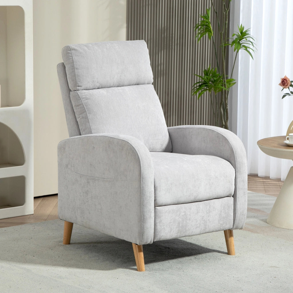 Poltrona Reclinabile Massaggiante con Poggiapiedi ¨C zephmum ¨C Tessuto Grigio Chiaro 68x90x106