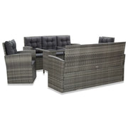 Set da Pranzo da Giardino 5 pz con Cuscini in Polyrattan Grigio cod mxl 35779