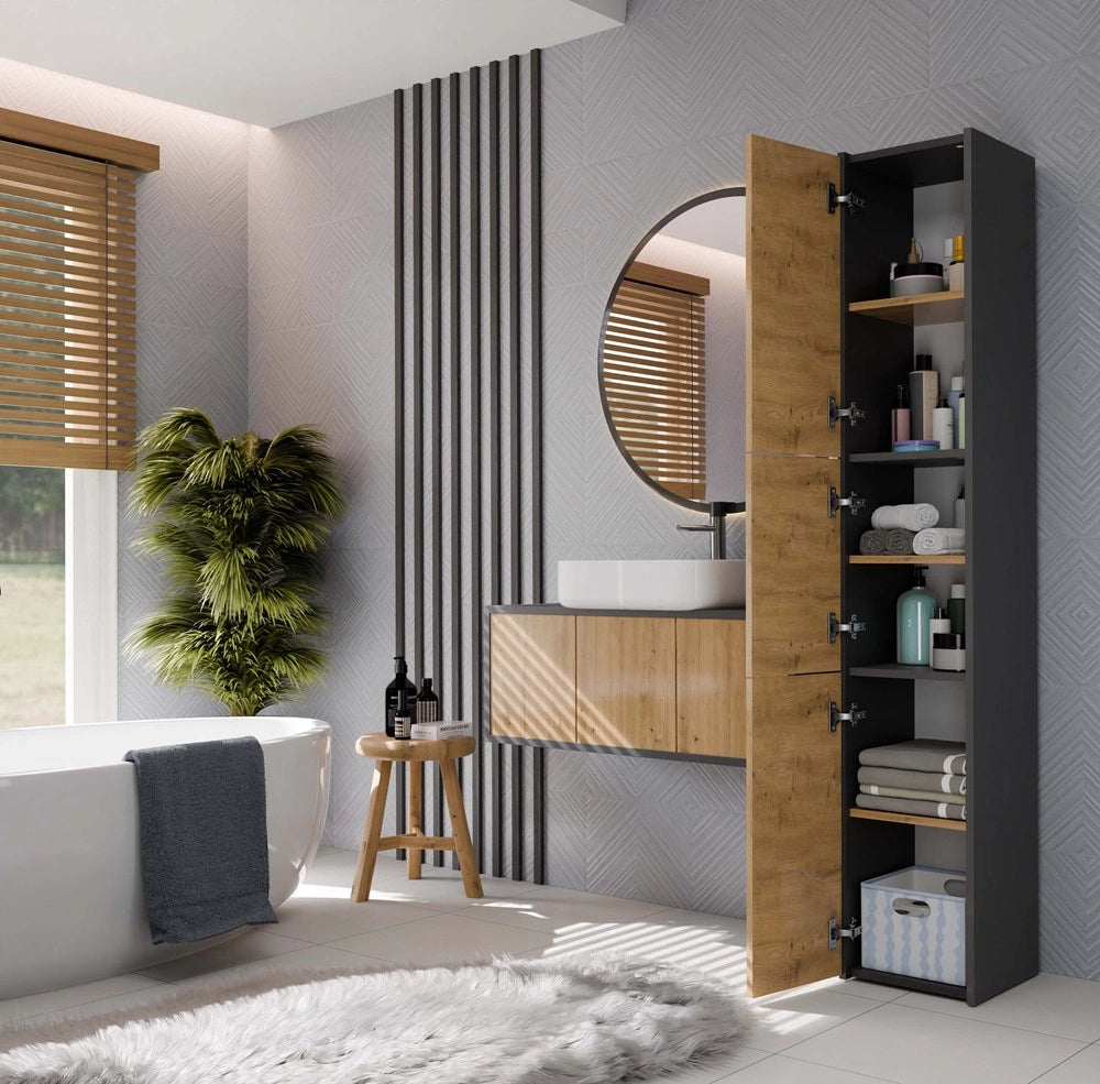 Colonna bagno SARA S33 antracite rovere artisan