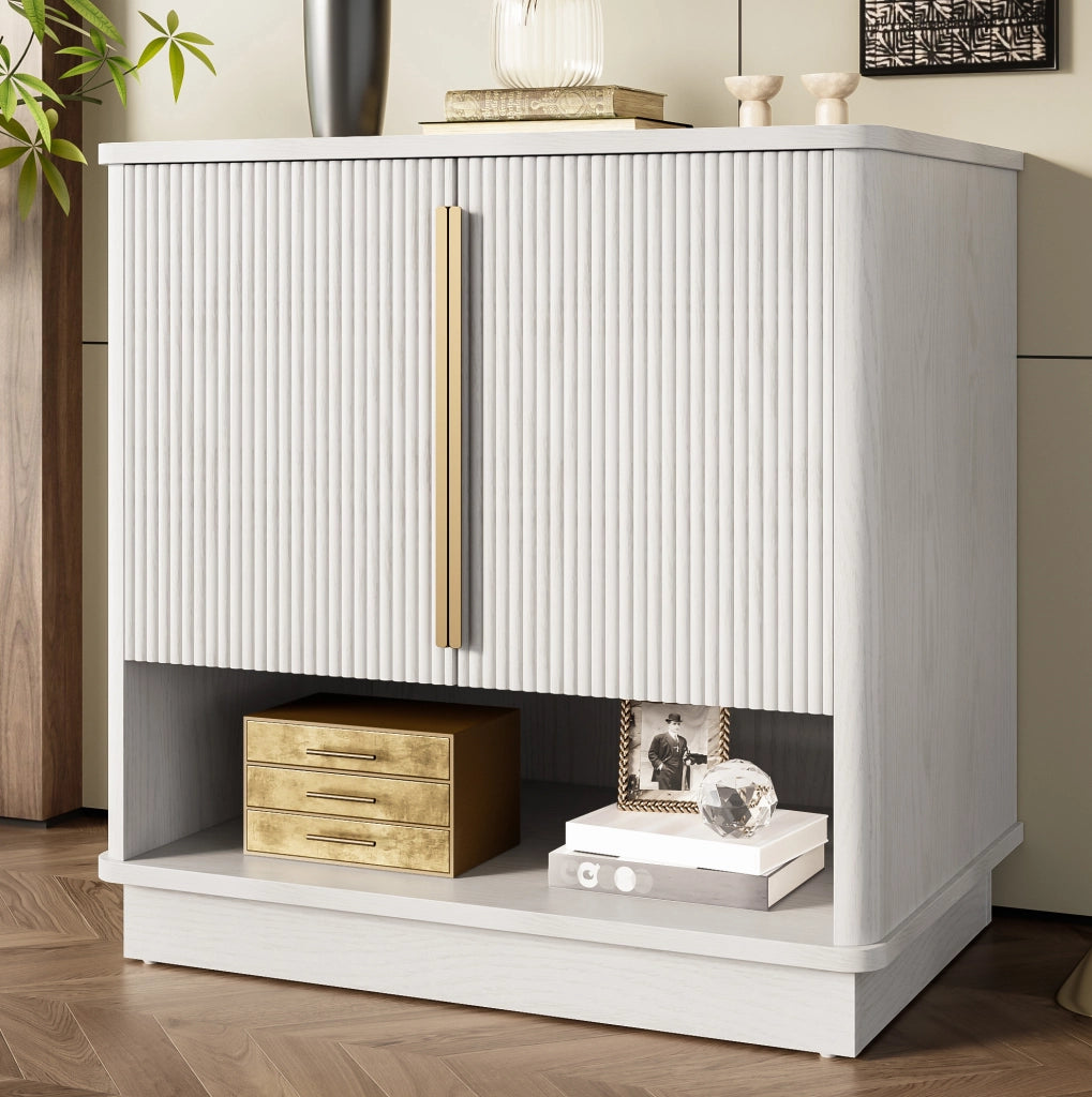 Scarpiera MDF bianca 60x40x61 cm con 2 ante; ripiani regolabili e vano aperto