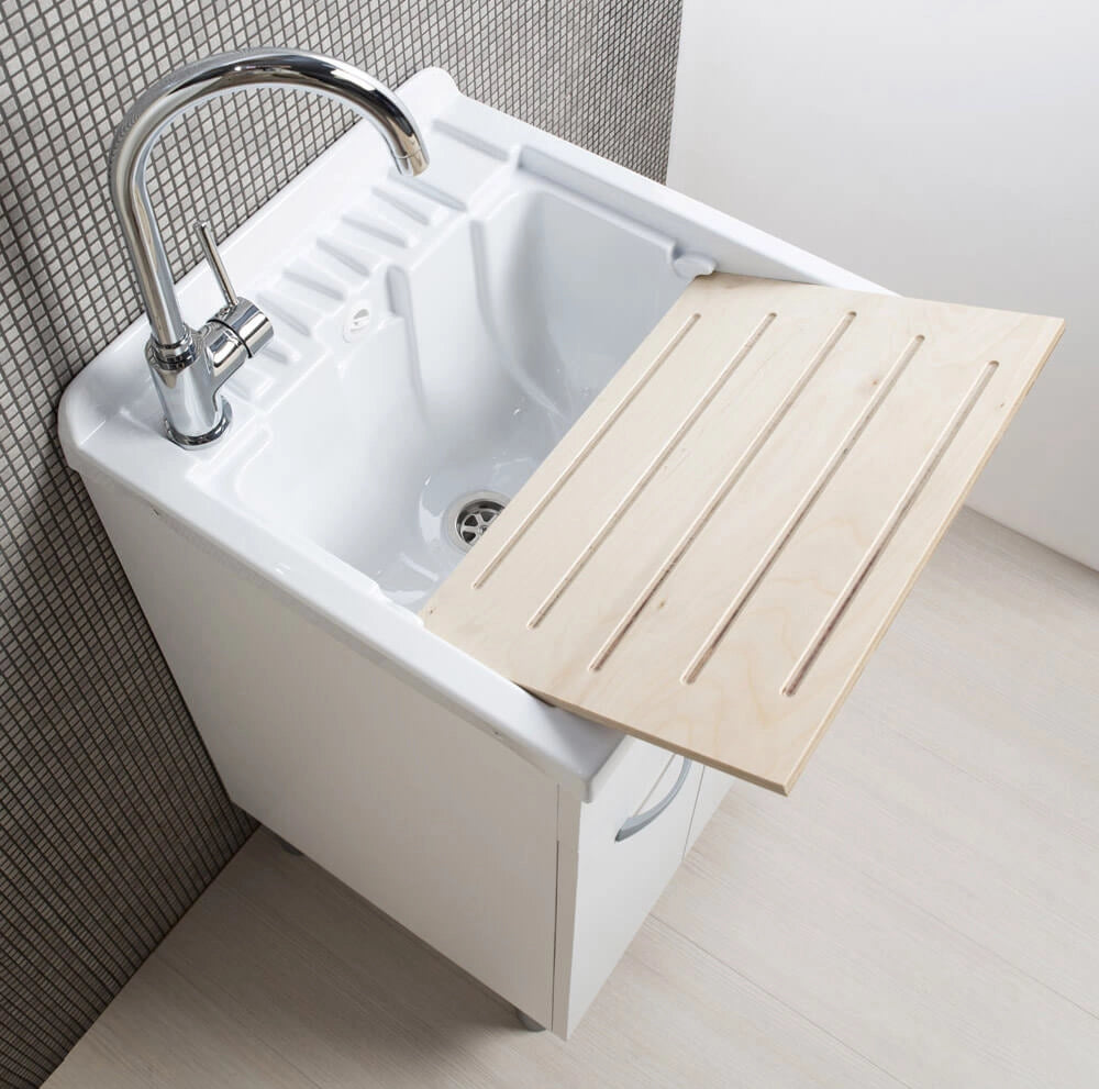 Mobile Lavatoio in ABS 50x50x88 cm 2 Ante Ambrosini Doris Bianco Opaco