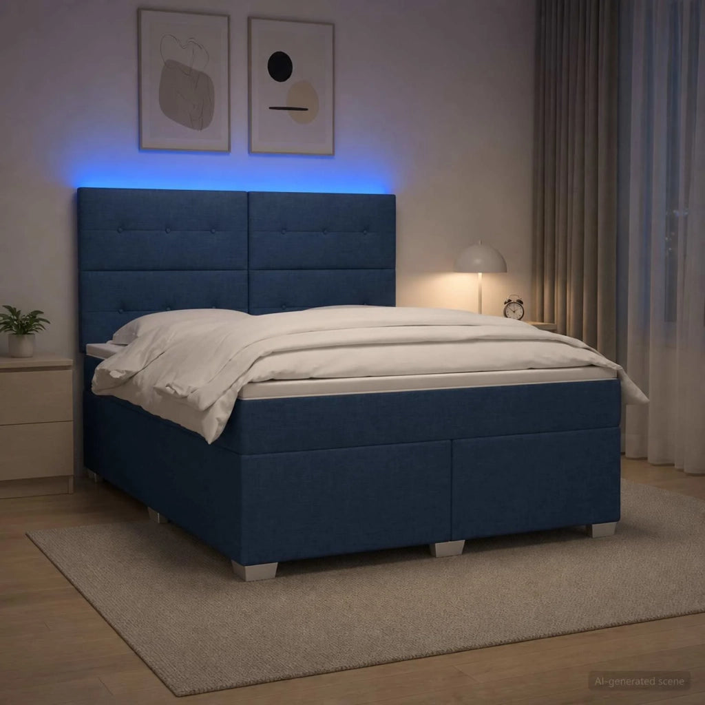 Letto box spring con materasso Blu 160 x 200 cm Tessuto 3454914