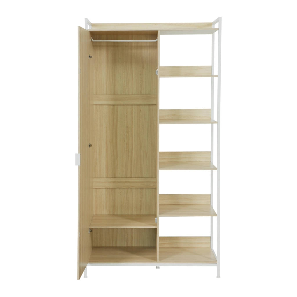 Modulo armadio con 1 armadio, 6 ripiani e 1 anta, bianco